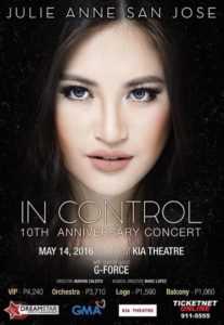 Julie Anne San Jose, In Control, 10th Anniversary Concert